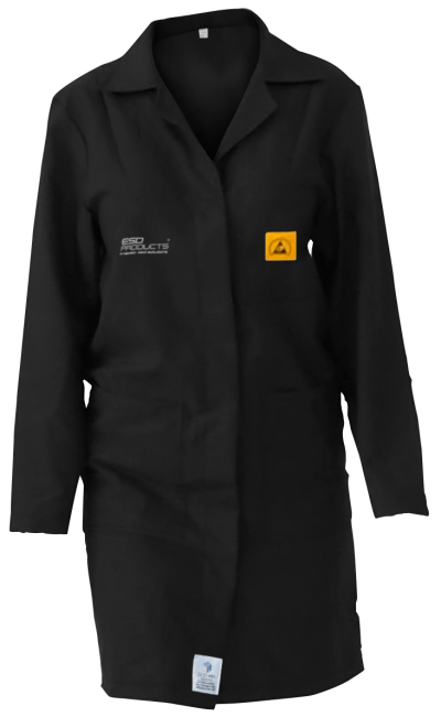 ESD Lab Coat 2/3 Length ESD Smock Black Female L Antistatic Clothing ESD Garment